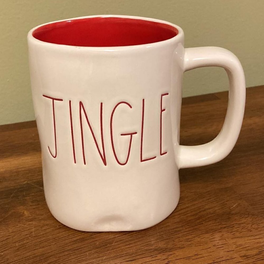 Rae Dunn Red Jingle Ceramic Coffee Mug NWT